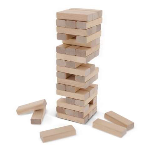 Mit diesem Turmspiel können Sie sich oder anderen stundenlangen Spielspaß gönnen. Dieses Spielset mit 48 Holzklötzchen ist verpackt in einem Baumwollbeutel.