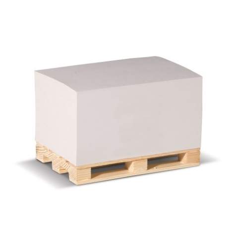 Pallet block with approximately 530 sheets of 100% recycled paper.
