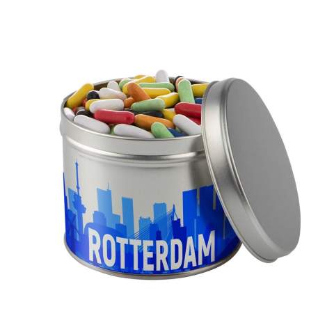Direct printed tin 0.6 liters, filled with approx. 475 grams of Licorice sticks mix