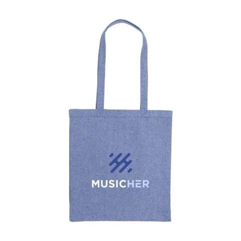 WoW! Einkaufstasche mit langen Griffen, aus 80% meliertem, recyceltem Baumwoll-Segeltuch und 20% recyceltem Polyester (280 g/m²). GRS-zertifiziert. Recyceltes Material insgesamt: 100%. Fassungsvermögen ca. 12 Liter. Diese Baumwolle ist recycelt. Daher kann die Farbe je nach Produkt variieren.