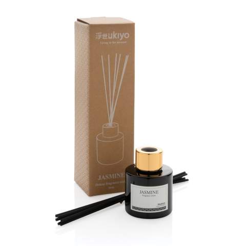 Give each space its own personality with this beautiful deluxe incense set from Ukiyo. Ukiyo means living in the moment, enjoy and cherish each precious moment! The fragrance sticks give a wonderful subtle jasmin scent. Packed in gift box. Capacity 50ml.