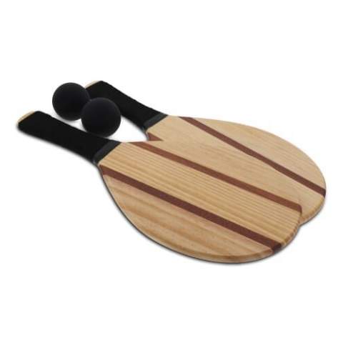 This Frescoball game set is a game played with 2 rackets and a ball. It is fun to play at the beach, in the park or garden. The rackets are made of wood and the set comes with 2 balls.