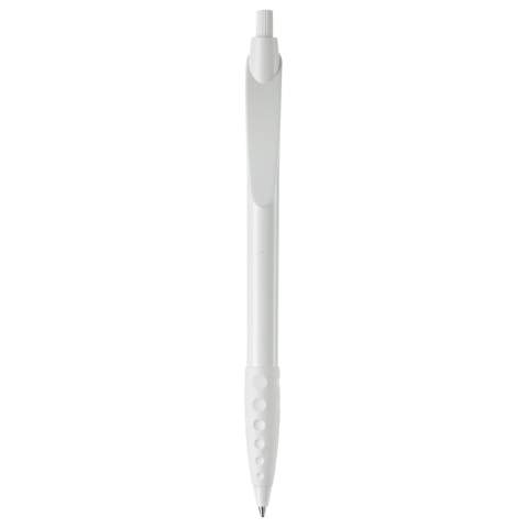 Stylo bille TOPPOINT clip courbé et grip caoutchouc. Fabriqué en Europe. Couleurs opaques. Stylo équipé d’une cartouche d’ encre X20 bleu pour 2,5 km de plaisir d’écrire. Marquage en tampographie et serigraphie. Tous nos produits sont testés et certifiés, et répondent  aux normes sociales. 