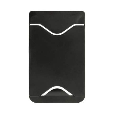 Plastic card holder. Easy to attach to the back of a smartphone. Nice imprint space.