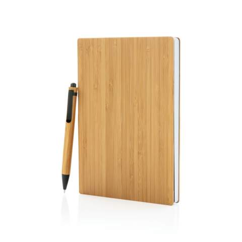 This beautiful bamboo notebook is made out of sustainable bamboo with 90 sheets/180 pages of 70 gsm recycled paper. The set includes a bamboo ballpen in a kraft gift box.<br /><br />NotebookFormat: A5<br />NumberOfPages: 180<br />PaperRulingLayout: Lined pages