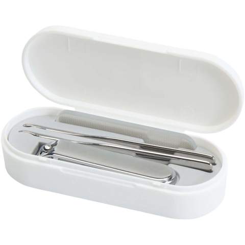 Le coffret de manucure Beautix comprend tous les éléments essentiels pour des ongles soignés et des soins propres et détaillés. Il comprend une lime à ongles en verre lisse, un coupe-ongles durable, un bâton à cuticules de précision et un cure-oreille pour une toilette polyvalente. Compact et portable, il est idéal pour une utilisation à domicile et pour les retouches en déplacement.