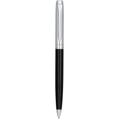 Stylo bille au design exclusif avec des touches de chrome brillant. Le stylo est livré avec une recharge d'encre noire premium et emballé dans une boîte « LUXE » (15 x 3,5 x 2 cm).