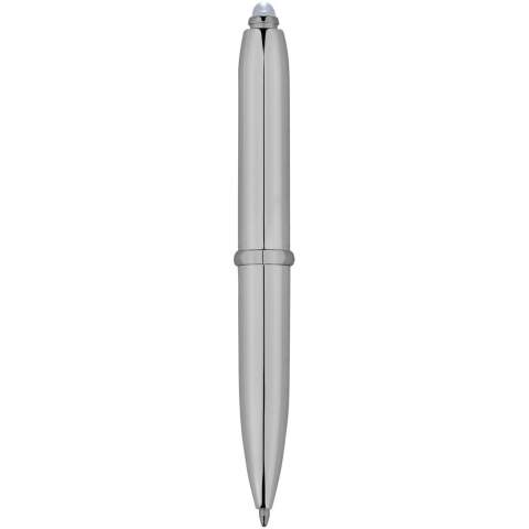 Stylus ballpoint pen with single LED flashlight and removable cap. Batteries included.