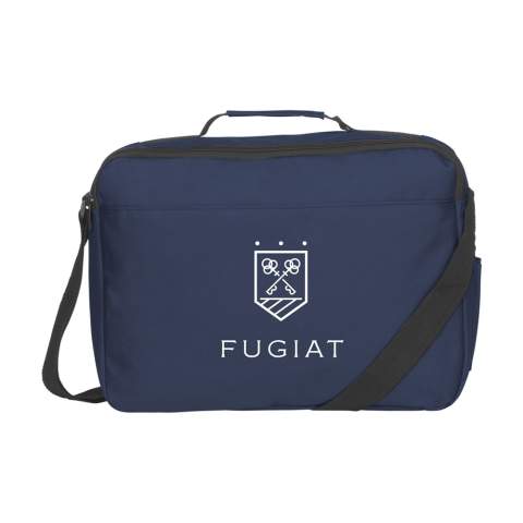 Schulter-/Dokumententasche aus 600D Polyester mit einem großen Hauptfach, 2 Fächern für Stifte und verstellbarem Schultergurt.