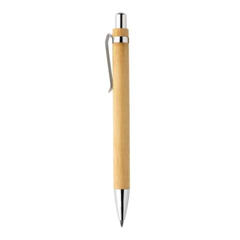 Deze Pynn infinity pen gaat langer mee dan ongeveer 100 potloden! Het heeft een schrijflengte tot ongeveer 20.000 meter en gebruikt een grafietpunt om een grafietlijn te produceren. Het schrijft niet alleen als een potlood, maar de markeringen kunnen worden gewist. Intrekbaar zodat je hem gemakkelijk in je tas kunt stoppen. In een FSC® kraft geschenkenvelop.