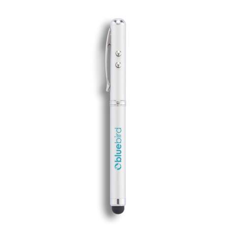 Ballpoint pen gemaakt uit messing met stylus functie, zaklamp en geïntegreerde laser pointer. Voor iedere vorm van presenteren.