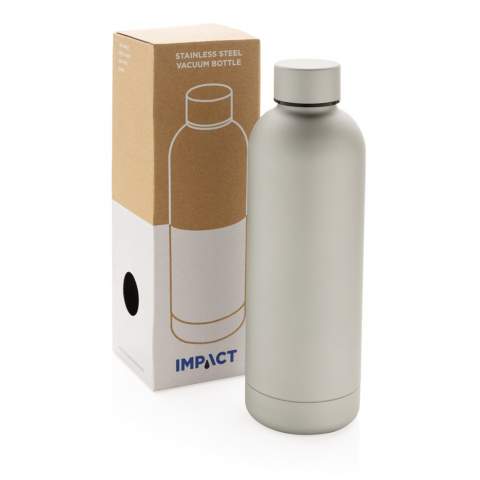 No more buying plastic water bottles from the store but reuse your own durable bottle from the Impact Collection. By using durable glass and stainless steel materials you improve the re-usability of products compared to single use products. With the focus on water, 2% of proceeds of each sold Impact product will be donated to Water.org. Perfect for all-day hydration, the Impact double wall vacuum bottle keeps you refreshed throughout the day. Made of durable stainless steel. Featuring a minimalistic but stylish design, you will make an impact anywhere! Keeps your drink 5 hours hot or 15 hours cold. Capacity 500ml. BPA free.