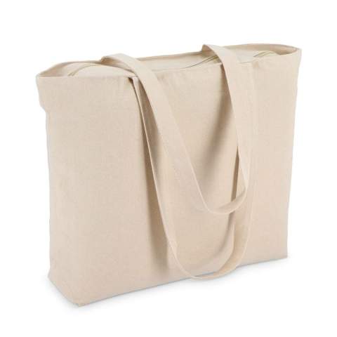 Strapazierfähige Canvas-Tasche aus 320 g/m² Baumwolle mit sicherem Reißverschluss. Robust und geräumig, ideal für den täglichen Gebrauch, Reisen oder Veranstaltungen. Oeko-Tex® zertifiziert für sichere, geprüfte Materialien.