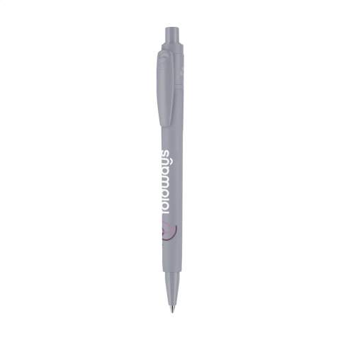 Blue ink ballpoint pen by Stilolinea®. Made from 100% recycled ABS plastic from post-consumption of electronic and/or discarded devices. With a standard imprint of the recycling symbol beside the clip. A responsible choice. Made in Italy.
