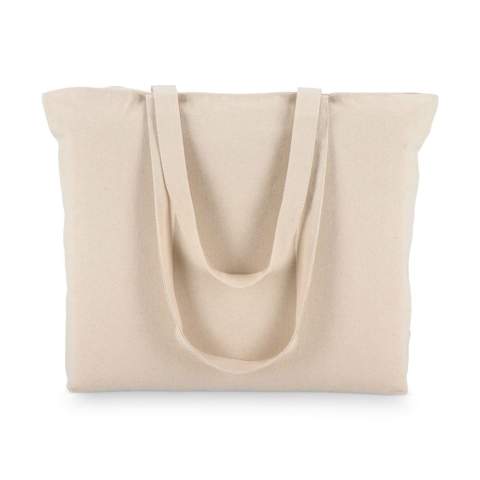 Strapazierfähige Canvas-Tasche aus 320 g/m² Baumwolle mit sicherem Reißverschluss. Robust und geräumig, ideal für den täglichen Gebrauch, Reisen oder Veranstaltungen. Oeko-Tex® zertifiziert für sichere, geprüfte Materialien.