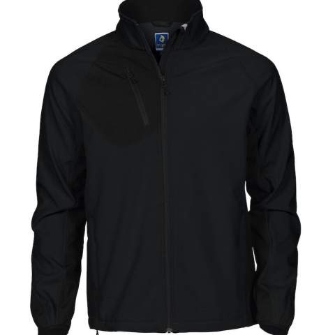 • 3-laagse softshell met fleecevoering<br />• lichte en ademende softshell<br />• ritssluiting met kinbescherming<br />• schuinlopende, verticale borstzak met ritssluiting<br />• twee verborgen zijzakken met ritssluiting<br />• elastische manchetten<br />• aanpasbare taille met trekkoord<br />• verlengd rugpand
