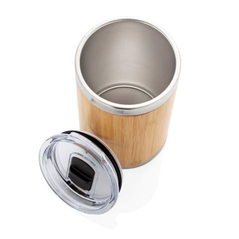 Dieser schicke Bambusbecher mit 304 Stainless Steel im Inneren hat einfach die perfekte Größe und passt unter fast alle Kaffeemaschinen. Hält Ihre Getränke bis zu 3h warm und bis zu 6h kalt. Inhalt: 270ml. Nur Handwäsche.<br /><br />HoursHot: 3<br />HoursCold: 6