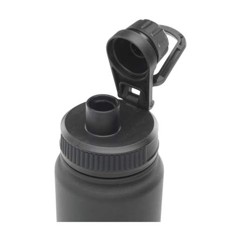 WoW! Doppelwandige Wasser-/Thermosflasche aus recyceltem Edelstahl. Diese Flasche hat einen Schraubverschluss mit einer kleinen Öffnung zum Trinken. Diese Öffnung kann mit einem Schraubverschluss verschlossen werden, der beim Abnehmen an der Flasche befestigt bleibt. Einfaches Öffnen und Schließen mit einer Hand. Ausgestattet mit einem praktischen Tragering. Diese Flasche ist die ideale Wahl für den Besuch im Fitnessstudio oder für sportliche Aktivitäten. Geeignet für die Aufbewahrung von kalten oder heißen Getränken in der gewünschten Temperatur. Auslaufsicher. Nicht spülmaschinengeeignet. RCS-zertifiziert. Gesamtes recyceltes Material: 80%. Fassungsvermögen 500 ml.      Edelstahl kann viele Male recycelt werden – die Qualität des Materials bleibt dabei weitgehend erhalten. Durch die Verwendung von recyceltem Edelstahl kommt eine geringere Menge an neuen Rohstoffen zum Einsatz. Das bedeutet weniger Energieverbrauch und weniger Wasserverbrauch.