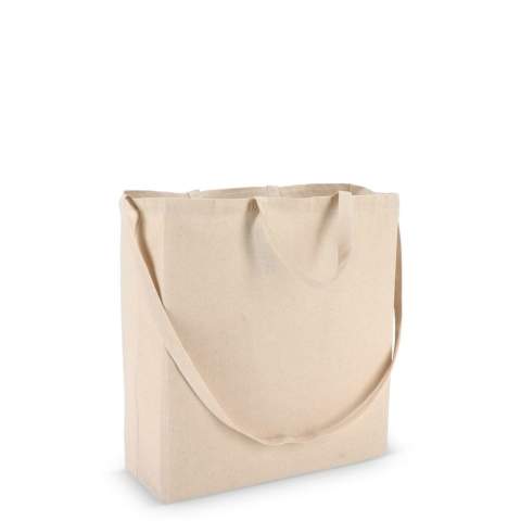 Praktische Baumwolltasche aus 220 g/m² mit einem langen Griff zum Tragen über der Schulter oder am Körper und zwei kurzen Griffen zum Tragen in der Hand. Ideal für den täglichen Gebrauch oder für Veranstaltungen. Oeko-Tex® zertifiziert für sichere, geprüfte Materialien.