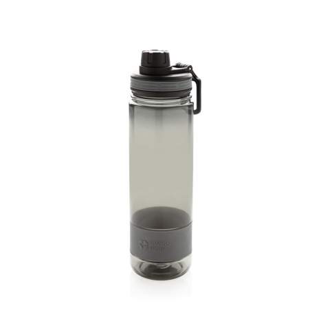 Auslaufgeschützte 750 ml Tritan Flasche, ideal für unterwegs und beim Sport. Mit Silikonring für besseren Halt. BPA frei. Nur Handwäsche.