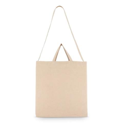 Praktische Baumwolltasche aus 220 g/m² mit einem langen Griff zum Tragen über der Schulter oder am Körper und zwei kurzen Griffen zum Tragen in der Hand. Ideal für den täglichen Gebrauch oder für Veranstaltungen. Oeko-Tex® zertifiziert für sichere, geprüfte Materialien.