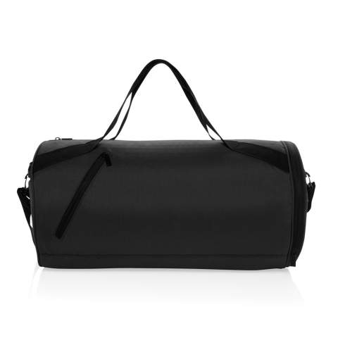 Stay organized and stylish with the Aware™ RPET True Sports Bag. Made from 100% rPET, this durable and functional bag features an adjustable shoulder strap (140cm), two webbing handles with a button closure, and multiple compartments for easy storage. The front zipper pocket, shoe zipper compartment (Up to size EU size 46.5 fit) on the side, and spacious main zipper compartment ensure you can carry everything you need, whether it's for the gym, weekend trips, or daily activities; Made with recycled polyester embedded with the AWARE™ tracer. 2% of proceeds of each product sold with AWARE™ will be donated to Water.org. PVC free.<br /><br />PVC free: true