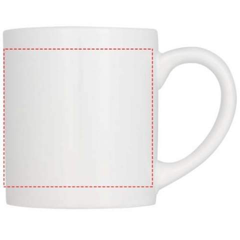 This ceramic mug has a special coating for sublimation. Volume capacity is 210ml. Presented in a white carton box.