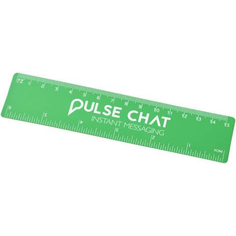 Flexibles, leichtes Plastiklineal mit Markierungen in Zoll und Zentimeter. Bitte beachten Sie, dass die Linealmarkierungen zusammen mit Ihrer Druckvorlage aufgedruckt werden, unveredelte Lineale haben keine Markierungen und sind blank.