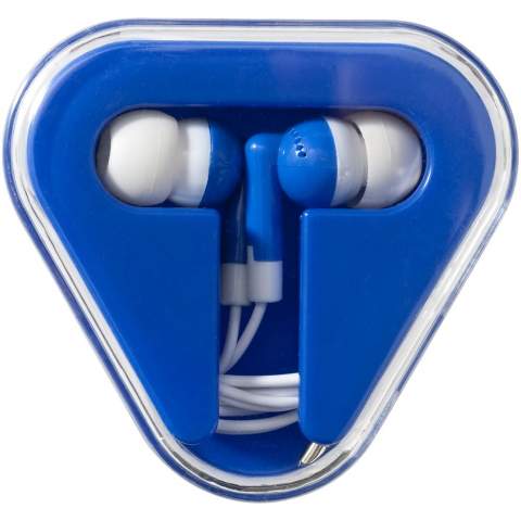 The Rebel earbuds are straightforward earbuds that make it easy to listen to music anywhere and everywhere. Use with any standard audio device with a 3.5 mm audio jack. The earbuds are made of strong ABS plastic and come in a plastic triangular case with cable storage, which protects it well from any external damage. The Rebel earbuds are available in different colour combinations and offer various logo printing options.