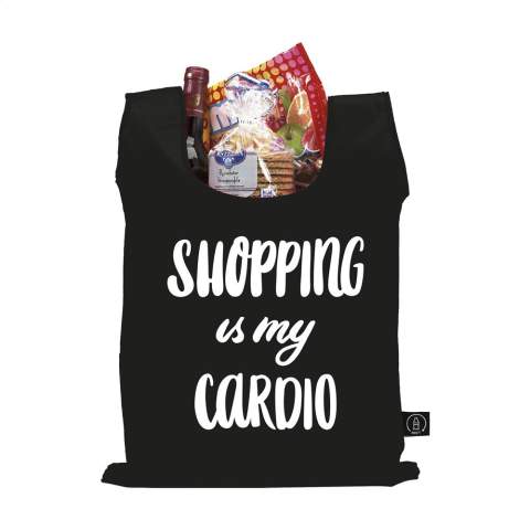 WoW! Folding shopping bag made from 190T RPET polyester: made from recycled PET bottles. With pouch with a press stud and carabiner. The bag is delivered unfolded with a separate pouch. Meas. unfolded 40 x 58 cm. GRS-certified. Total recycled material: 90%.