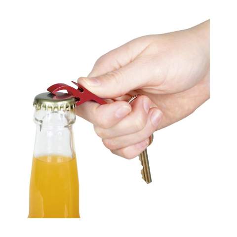 Porte-clés décapsuleur en aluminium.