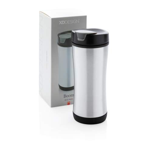 The Boom is a 225ml leakproof, double walled travel mug for your hot or cold beverages on the go. The most surprising feature is that it’s designed to be completely dismantled at the end of its life-cycle for recycling. Show your commitment by disassembling and recycling each part for a cleaner world. Registered design®<br /><br />HoursHot: 3<br />HoursCold: 6