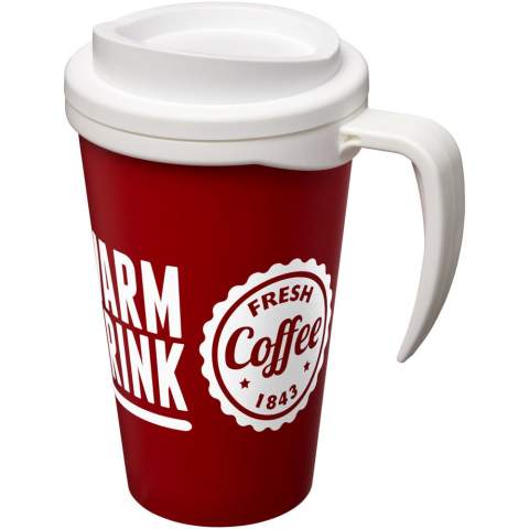 Double-wall insulated mug with twist-on lid and integrated handle. Mug is fully recyclable. Mix and match colours to create your perfect mug. Made in the UK. Presented in a white gift box. BPA-free. EN12875-1 compliant, dishwasher safe, and microwave safe. Packed in a recycled PE plastic bag.