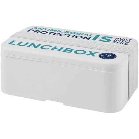 The MIYO Pure lunch box is using Biomaster technology, which provides protection against the growth of harmful micro-organisms on the surfaces of the lunch box, which is effective for the lifetime of the product without affecting its recyclability. The lunch box offers a 700 ml capacity. The lid is held in place with a band made from recycled PET. Made in the UK and packed in a recycled PE plastic bag. Fully customise your MIYO by adding individual recipient names to the lid – please contact us for more details.