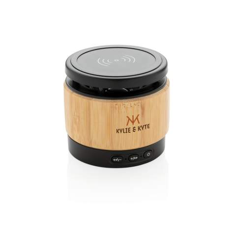 Deze ECO oplader gemaakt uit bamboe combineert het luisteren naar je favoriete muziek met je telefoon draadloos opladen. Sluit de meegeleverde micro kabel van 150 cm eenvoudig aan op uw USB-lader, thuis of op kantoor en je kan direct beginnen. Het bevat een 3W draadloze luidspreker en een 5W draadloze oplader. De luidspreker heeft een 400 mAh-batterij en BT 4.2 voor een speeltijd van maximaal 3 uur en een werkingsafstand tot 10 meter. Zorg er bij gebruik van beide functies voor dat het apparaat op een stroombron is aangesloten. Draadloos opladen compatibel met alle QI-apparaten zoals Android nieuwste generatie, iPhone 8 en hoger. Input: 5V/ 1A, Draadloze output: 5V/1A 5W<br /><br />HasBluetooth: True<br />WirelessCharging: true<br />NumberOfSpeakers: 1<br />SpeakerOutputW: 3.00
