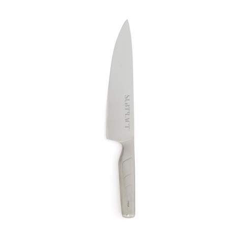 Hochwertiges Kochmesser aus japanischem Stahl (420 J2). Ein besonders scharfes Messer, das seine Schärfe lange beibehält. Das Messer hat eine breite Klinge, die an der Kante leicht gebogen ist. Ein vielseitiges Messer, das sowohl zum Schälen, Hacken und Schneiden von Gemüse als auch zum Zerteilen von Fleisch verwendet werden kann.