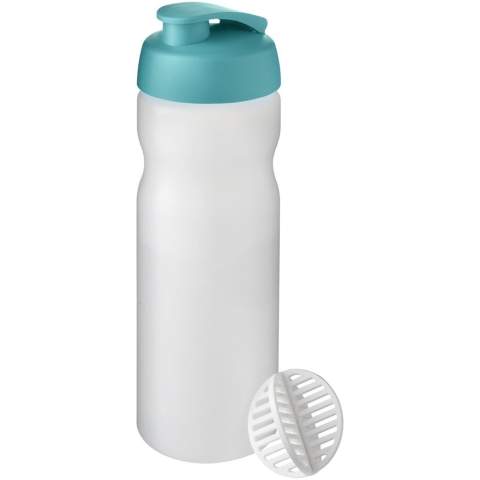 Einwandige Sportflasche mit Shaker-Ball zum problemlosen Mischen von Protein-Shakes. Ausgestattet mit einem auslaufsicheren Deckel mit Klappverschluss. Das Fassungsvermögen beträgt 650 ml. Hergestellt in Großbritannien. BPA-frei. EN12875-1 - konform und spülmaschinengeeignet.