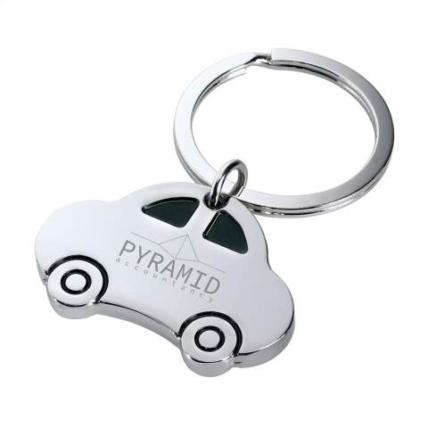 Porte-clés en forme de voiture en métal avec anneau à clés solide. Chaque article est  fourni dans une enveloppe individuelle en papier kraft marron .