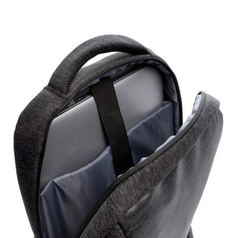 Carry all of your gear for school or travel inside this 900D laptop backpack. It's made from durable fabric and features a sporty, urban inspired design with custom fit straps for added comfort. This backpack includes a fully padded laptop compartment, a large main compartment to hold books or extra layers of clothing and a front zipper pocket for accessories. There is also a trolley strap on the back. Fits laptops up to 15.6”. PVC free.<br /><br />FitsLaptopTabletSizeInches: 15.6<br />PVC free: true