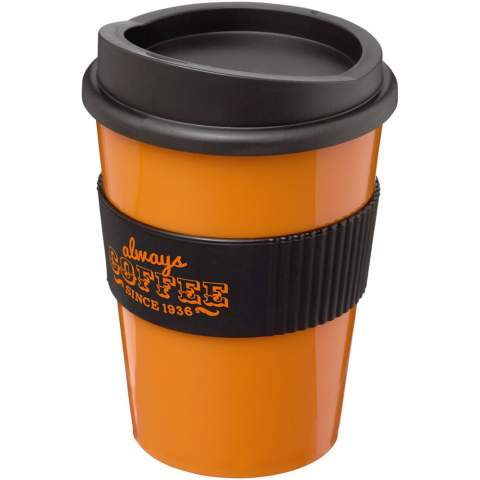 Single-wall tumbler with press-on lid and silicone grip. Volume capacity is 300 ml. Mug is fully recyclable. Mix and match colours to create your perfect mug. Made in the UK. Packed in a home-compostable bag. BPA-free.
