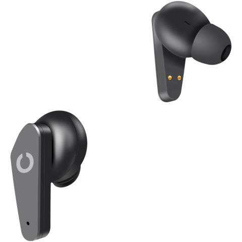 Earbuds with Active Noise Cancellation (ANC) to reduce unwanted background noise. Touch control, handsfree function, splash proof. Speaker power 3MW. Earbuds battery 3.7V- 40 mAh. Earbuds charging time 1.5 hours. Playing time 4 hours. Charging case battery: 3.7V- 300 mAh. Bluetooth® 5.0. Delivered in a gift box.