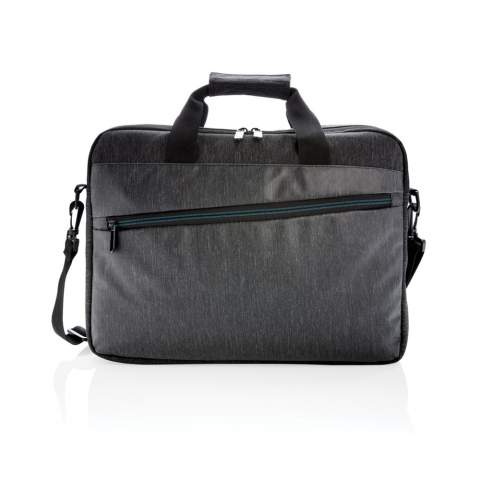 This 900D laptop bag fits up to 15" laptops in the main compartment and contains a front zipper pocket for accessories. Detailed with reinforced handles and a padded shoulder strap that offers a versatile carrying option. PVC free.<br /><br />FitsLaptopTabletSizeInches: 15.6<br />PVC free: true