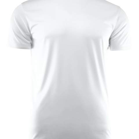 Polyester T-shirt met ronde hals. Het materiaal is spun-dyed wat betekent dat deze t-shirts ingeverfd worden met een zeer milieuvriendelijke verfmethode en als extra voordeel een betere kleurechtheid geeft. Oeko-Tex 100 gecertificeerd.