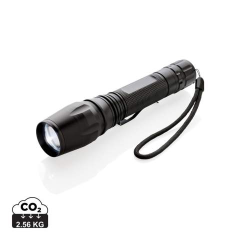 Super bright and tough 10W CREE led torch that can handle even the most difficult conditions. The durable aluminium torch is IPX 4 waterproof and shockproof up to 1 metre drop. The beam of the torch can be adjusted to focus or to light up a bigger area. With belt clip for carrying the torch. 250 lumen and working time of 6 hours. Includes batteries for direct use.<br /><br />Lightsource: Cree™ LED<br />LightsourceQty: 1