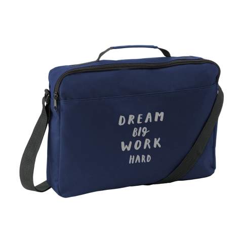 Schulter-/Dokumententasche aus 600D Polyester mit einem großen Hauptfach, 2 Fächern für Stifte und verstellbarem Schultergurt.