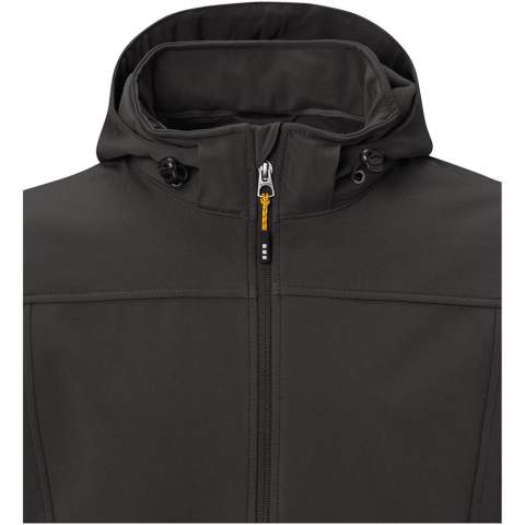 5000 mm Waterproof and 3000 g/m² Breathable. Four way stretch, three layer bonded Microfleece with TPU lamination. Detachable hood. Adjustable cuffs with hook and loop closure. Elastic drawstring with adjustable cord lock. Centre front contrast reversed coil zipper. Hand pockets with zippers. Easy grip zipper pullers (with second set in anthracite). Heat transfer main label for tagless comfort.
