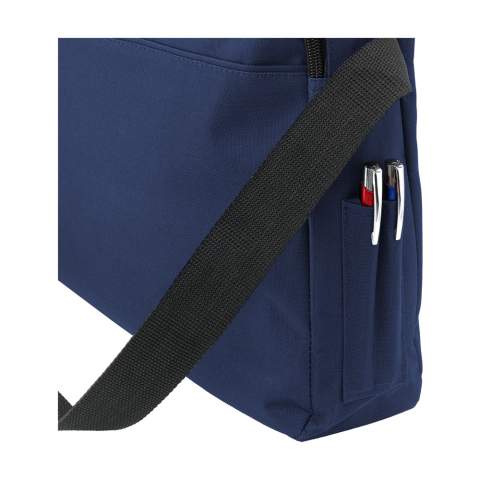 Schulter-/Dokumententasche aus 600D Polyester mit einem großen Hauptfach, 2 Fächern für Stifte und verstellbarem Schultergurt.