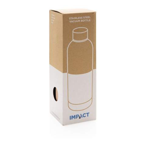 Kaufen Sie keine Plastikwasserflaschen mehr im Geschäft, sondern verwenden Sie Ihre eigene Flasche aus der Impact Collection wieder. Die Verwendung von haltbaren Materialien wie Glas oder Edelstahl ist im Vergleich zu Einwegprodukten um ein Vielfaches nachhaltiger.Weiterhin werden 2% des Erlöses jedes verkauften Impact-Produkts an Water.org gespendet.Die Impact doppelwandige Vakuum-Flasche aus Stainless Steel sorgt für Ihre Erfrischung Tag für Tag. Ihr minimalistisches Design gefällt einfach jedem. Hält Ihre Getränke bis zu 5h warm und bis zu 15h kalt. Kapazität 500ml. BPA frei. Nur Handwäsche.<br /><br />HoursHot: 5<br />HoursCold: 15