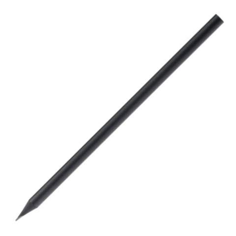 Schwarzer, runder Bleistift. Gespitzt und durchgefärbt.