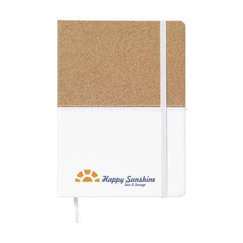 Duo style notebook of cork and imitation leather in handy and practical version with approx. 72 sheets/144 pages of cream-coloured, lined paper (70 g/m²) and elastic closure.